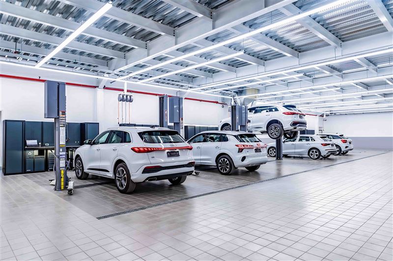 全新Audi民族展示中心整合維修保養與車輛美容功能。(圖/Audi提供)