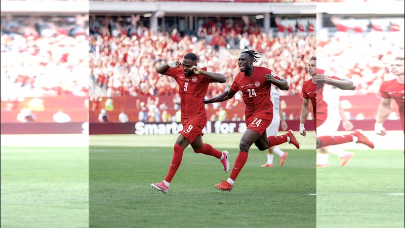 加拿大拉林（Cyle Larin）攻下平手一球。（圖／翻攝自X平台 @Canmnt）