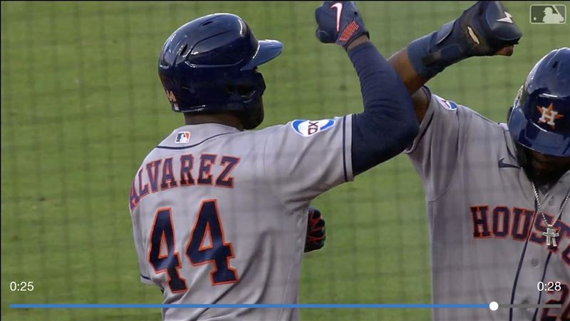 艾瓦瑞茲(Yordan Alvarez)單局雙轟灌進6分打點。(圖/翻攝自MLB官網)