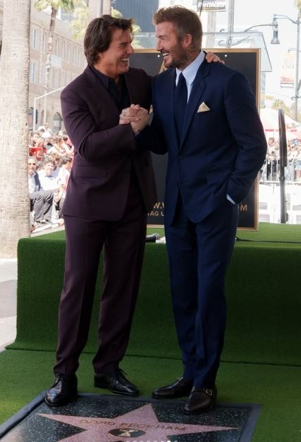 貝克漢留名好萊塢星光大道,湯姆克魯斯現身觀禮。(圖/翻攝自IG @davidbeckham)
