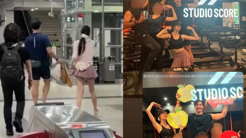 直擊錦榮練完肌搭高鐵 女友胸以下都是腿