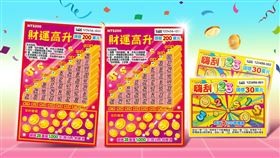 端午補財庫！台彩今（15）日推「財運高升」與「嗨刮123」兩款刮刮樂，總獎金逾10億元。頭獎分別為200萬與30萬元，結合益智延長及數字翻倍玩法，總中獎率最高達33.01%，邀民眾感受端午嗨刮樂趣，順手做公益。（圖／台灣彩券提供） 