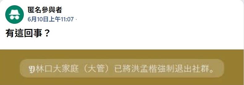 被問無人機議題未即時回覆，國民黨立委洪孟楷遭踢出群組。（圖／翻攝自林口大家庭臉書）