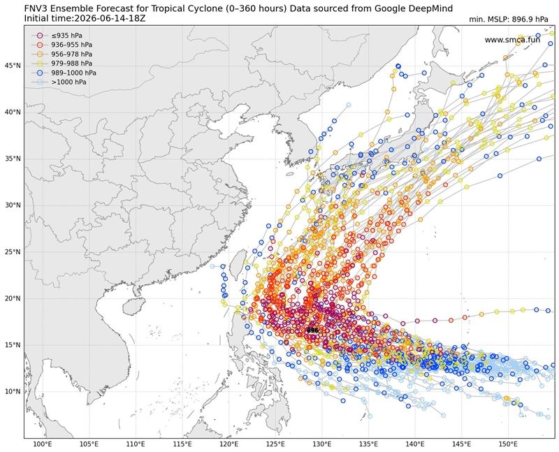 端午連假恐有新颱風生成,最新預測路徑曝光。(圖/翻攝自「天氣職人-吳聖宇」臉書)
