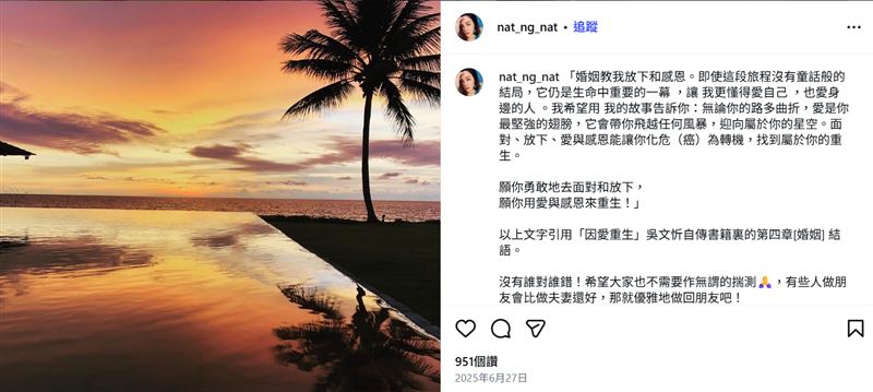 吳文忻一度傳出離婚。(圖/翻攝自吳文忻IG)