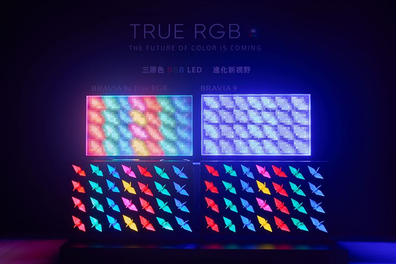 Sony BRAVIA True RGB系列搭載RGB極致精準背光技術,可準確獨立驅動紅、綠、藍三色LED,為畫面提升更豐富的色彩、純淨及明亮度。(圖/品牌業者提供)