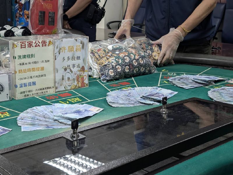金門桌遊館涉賭　警查獲籌碼、現金等證物金門縣警察局金城分局15日破獲金城鎮某涉賭桌遊館，查獲負責人、工作人員與賭客共12人，查扣現金、籌碼與賭桌等證物
