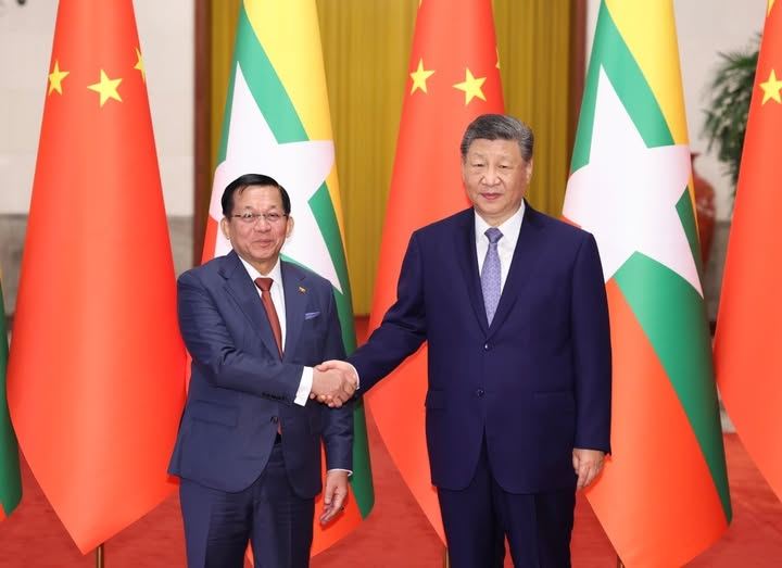 習近平見敏昂萊：雙方要持續嚴打網賭電詐毒品走私。（圖／翻攝自毛寧臉書）