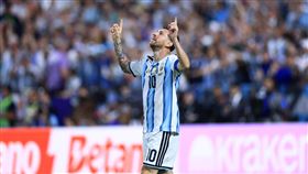 梅西（Lionel Messi）世界盃踢進16球，追平名將克洛澤（Miroslav Klose）紀錄。（圖／美聯社／達志影像）