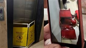 49歲黃姓女子踏著滅火器箱要出電梯時，不慎墜入電梯井內身亡。（圖／翻攝自微博／極目新聞）