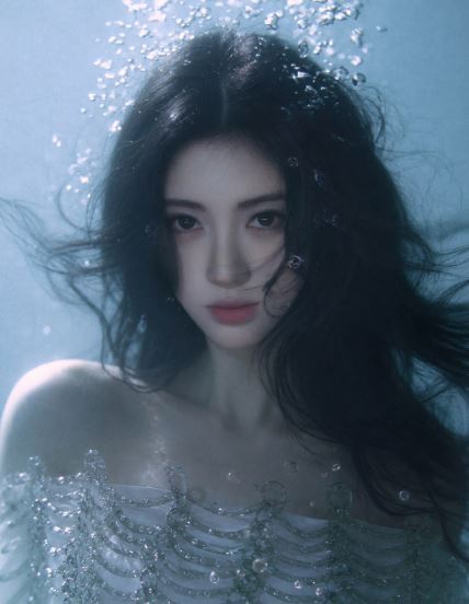 鞠婧禕濕髮美人魚造型,讓粉絲為之驚豔。(圖/翻攝自微博)
