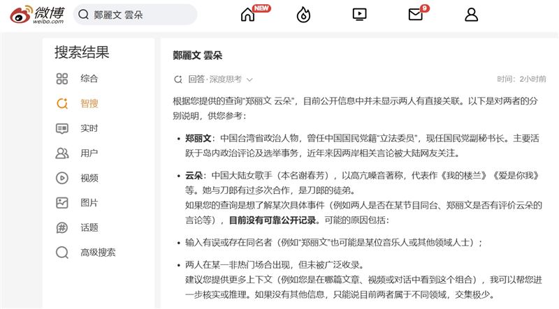 鄭麗文讚習手「柔軟像雲朵」中國也要禁,微博封鎖「雲朵」等關鍵字。(圖/翻攝微博)
