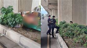 50多歲倪姓男子在高架橋下睡覺，目前已被安置於鳳山街友中心。（圖／翻攝自臉書／高雄大寮大小事）
