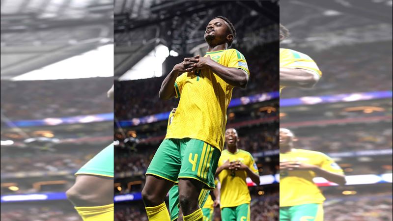 南非莫庫納(Teboho Mokoena)踢進追平一擊。(圖/翻攝自X平台 @FIFAWorldCup)