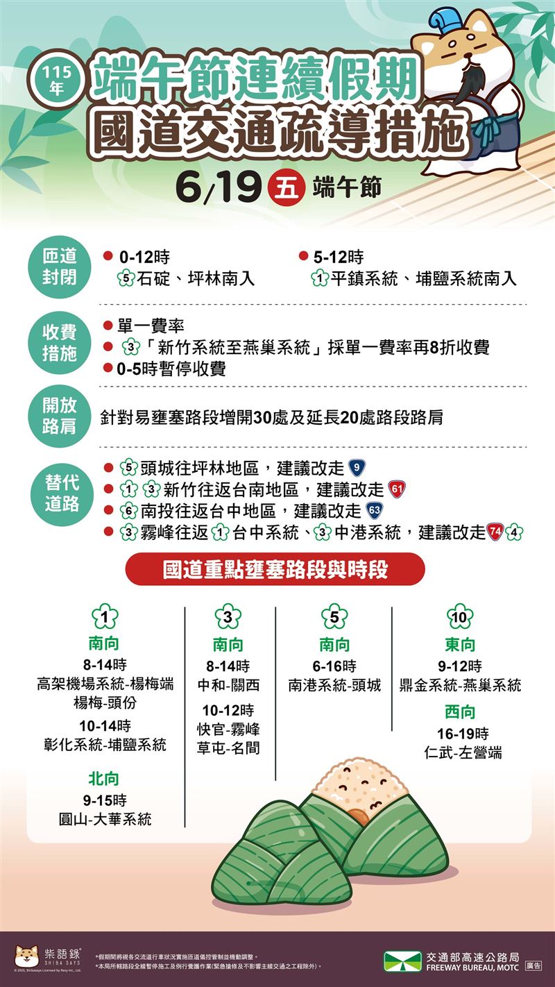 端午連假首日國道交通疏導措施。(圖/交通部提供)