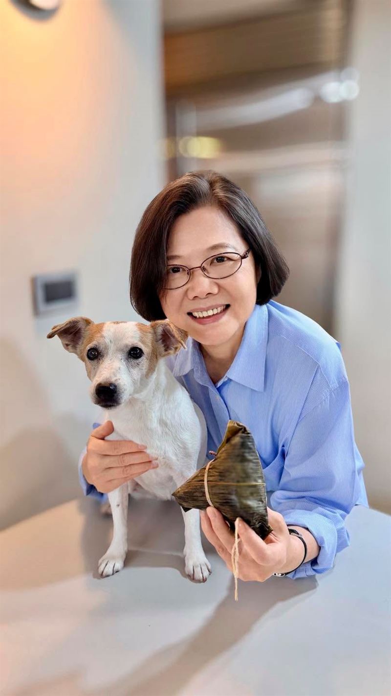 蔡英文在端午節曬和樂樂的合照送上祝福(圖/翻攝自蔡英文臉書)