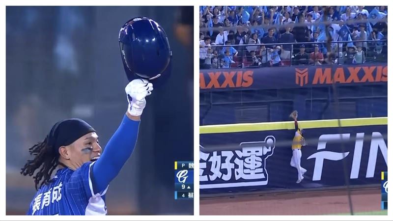 單場第3轟被詹子賢沒收 張育成脫帽致意