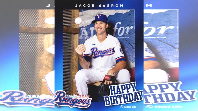 狄格隆(Jacob deGrom)生日當天拿下勝投。(圖/翻攝自遊騎兵推特)
