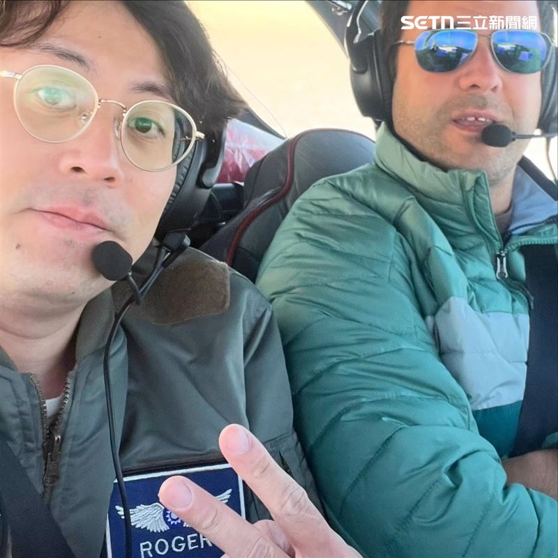 航空迷林睿哲（左）與葡萄牙籍飛行工程師Filipe Rosa挑戰單引擎螺旋槳小飛機極限環球飛行。（圖／林睿哲提供）