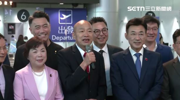 立法院長韓國瑜訪美前於機場發表談話。（圖／翻攝畫面）