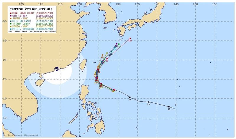 米克拉颱風已升級為中度颱風，預測未來將先向西北西移動，再逐漸北轉朝琉球南方海面前進。（圖／翻攝自賈新興臉書）