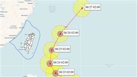 氣象粉專「天氣風險 WeatherRisk」今（22）天表示，週四、週五是颱風最接近臺灣的時段。（圖／翻攝自天氣風險臉書）