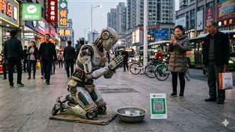 機器人取代乞丐？它跪地乞討這一幕超諷刺