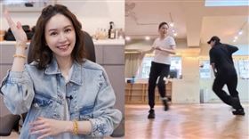 蔡依珊分享練舞影片（右圖），她穿著白色上衣、黑色長褲，隨著音樂舞動。（翻攝pattytsai13 IG）