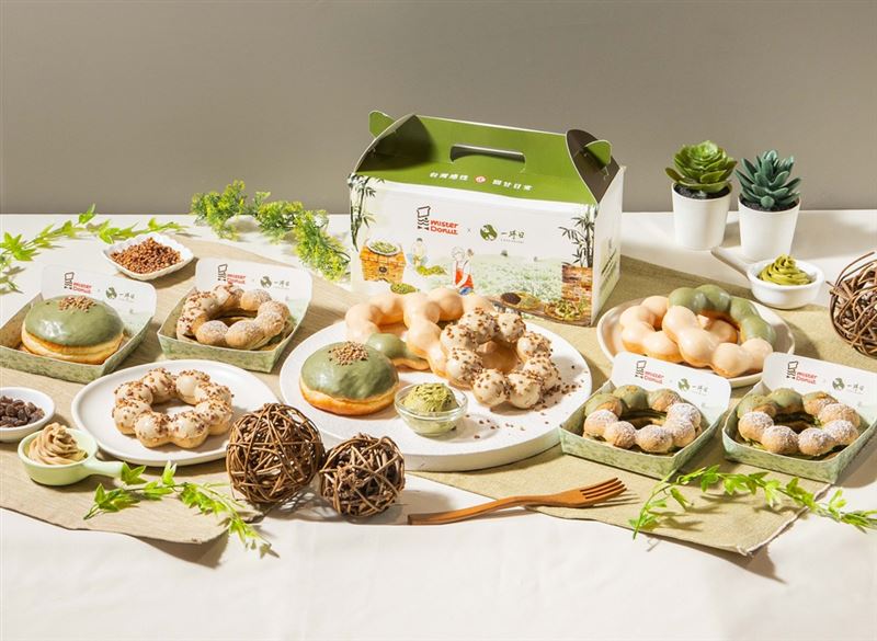 Mister Donut與一沐日首次攜手聯名，一同感受艾草與蕎麥層層交織，細細品味回甘的日常餘韻。（圖／品牌業者提供）
