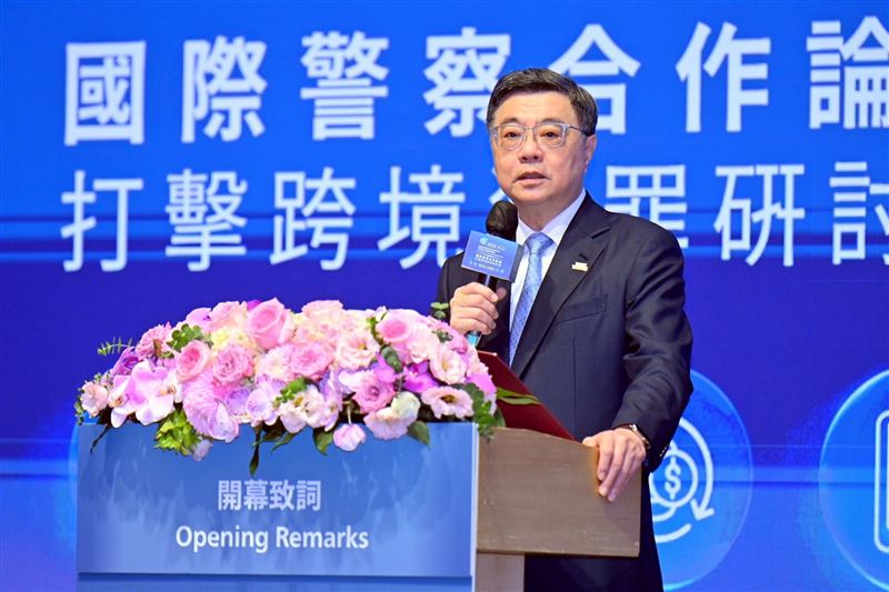 行政院長卓榮泰今(23)日出席「2026國際警察合作論壇研討會」。(圖/行政院提供)