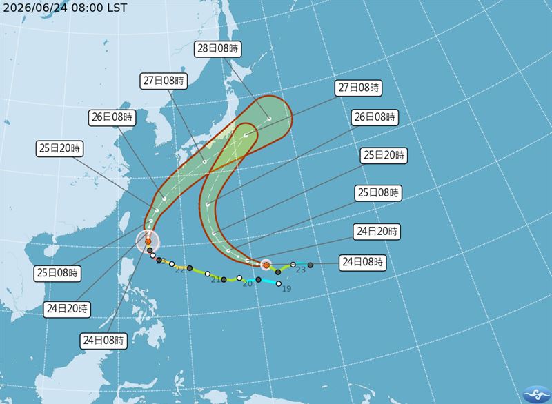 雙颱最新路徑出爐。（圖／氣象署）