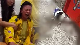 玄濟宮廟門被潑穢物，尬電禪師直播拍桌崩潰。（圖／翻攝畫面）