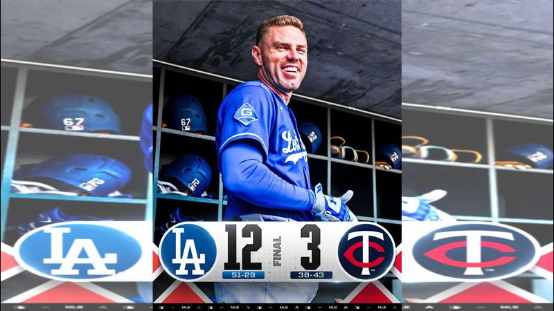 道奇12:3打爆雙城。(圖/翻攝自X平台 @MLB)