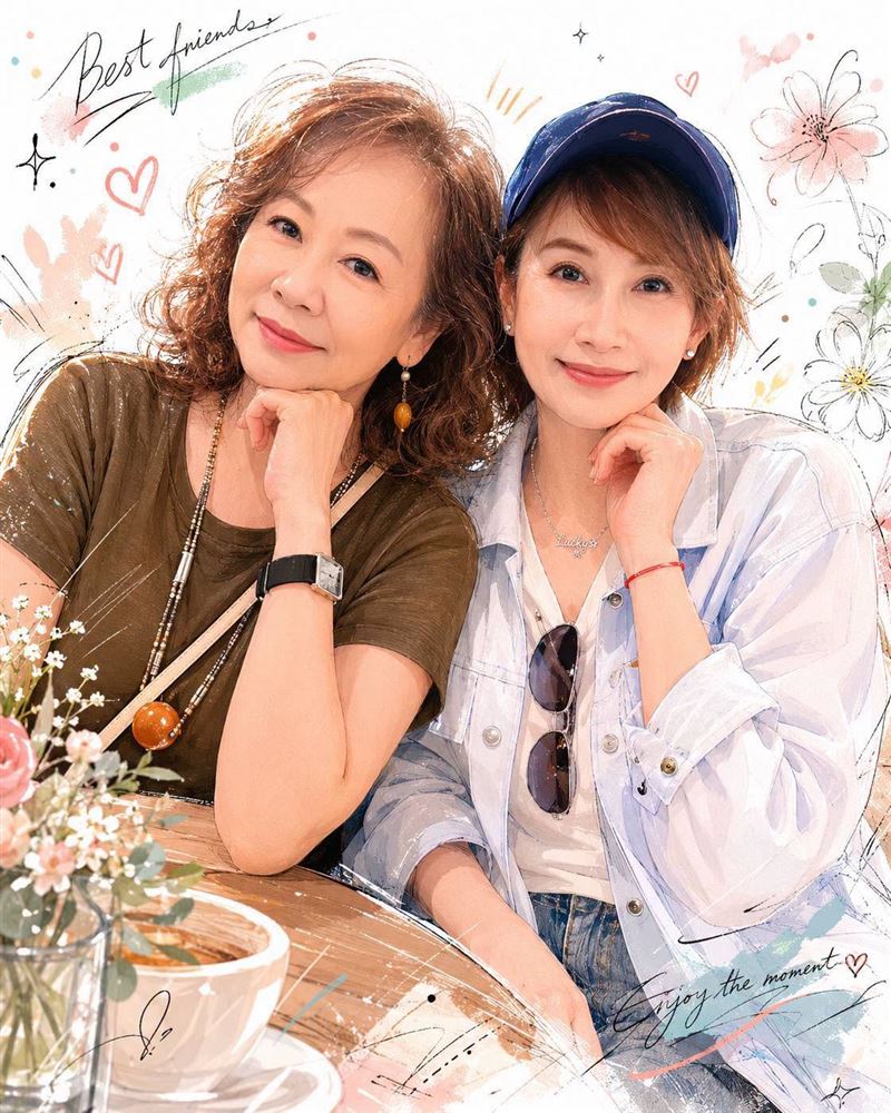 向娃（右）曬出與丁曉慧AI合照。（圖／翻攝自向娃臉書）