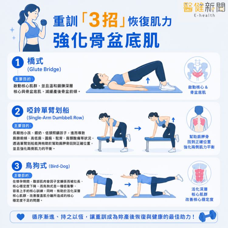 廖思豪提到,對於產後的媽媽來說,除了恢復體態外,更重要的是重新建立肌力與身體控制能力,重訓能幫助「肌力發展」。(圖/醫健新聞網提供)