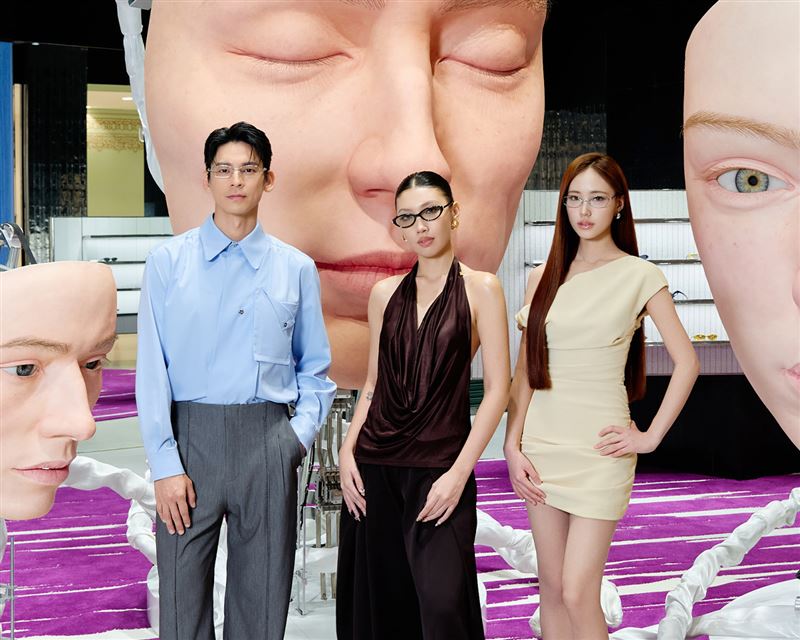 林柏宏、Karencici、Lily許韶恩齊亮相台中Gentle Monster門店。(圖/GENTLE MONSTER提供)