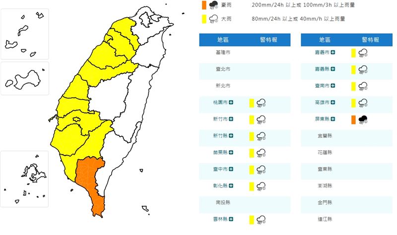 「雨彈」範圍再升級!12縣市慎防豪大雨