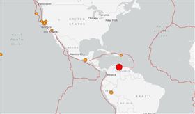 委內瑞拉爆規模7.1極淺層強震。（圖／翻攝自USGS）
