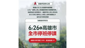 新／急轉彎！高雄26日改全市停班課