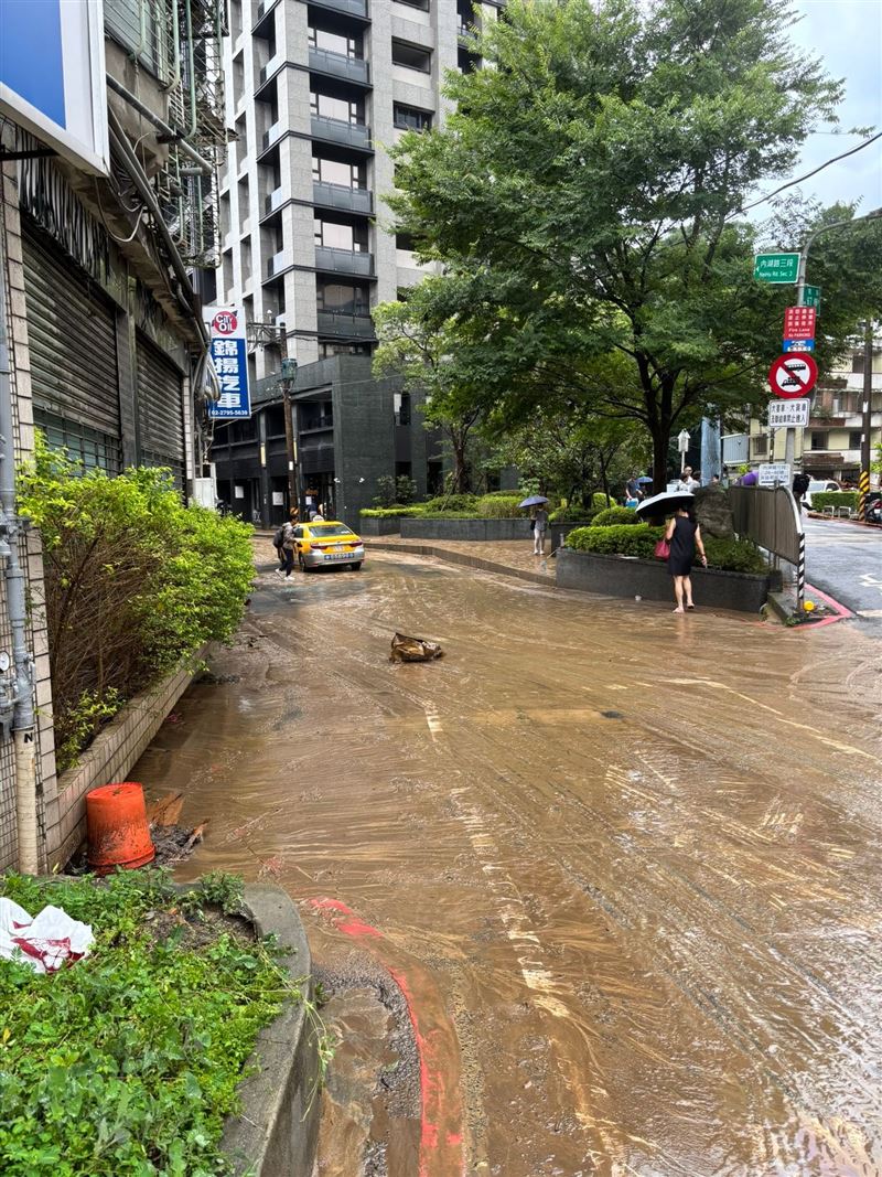 淹水退去後，現場一片泥濘。（圖／翻攝自李建昌臉書）