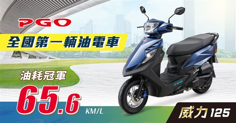 PGO威力125平均油耗最高可達65.6km/L。（圖／PGO提供）