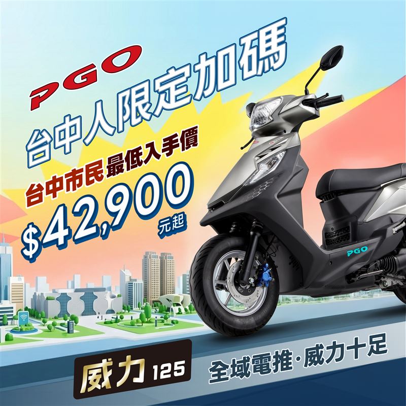 PGO威力125最低新台幣4萬2,900元即可入手。（圖／PGO提供）