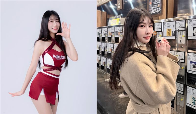 樂天桃猿啦啦隊Rakuten Girls成員Kira，日前隨團赴東京巨蛋與啦啦隊交流應援。（組合圖／翻攝自IG@iamkira_yt）