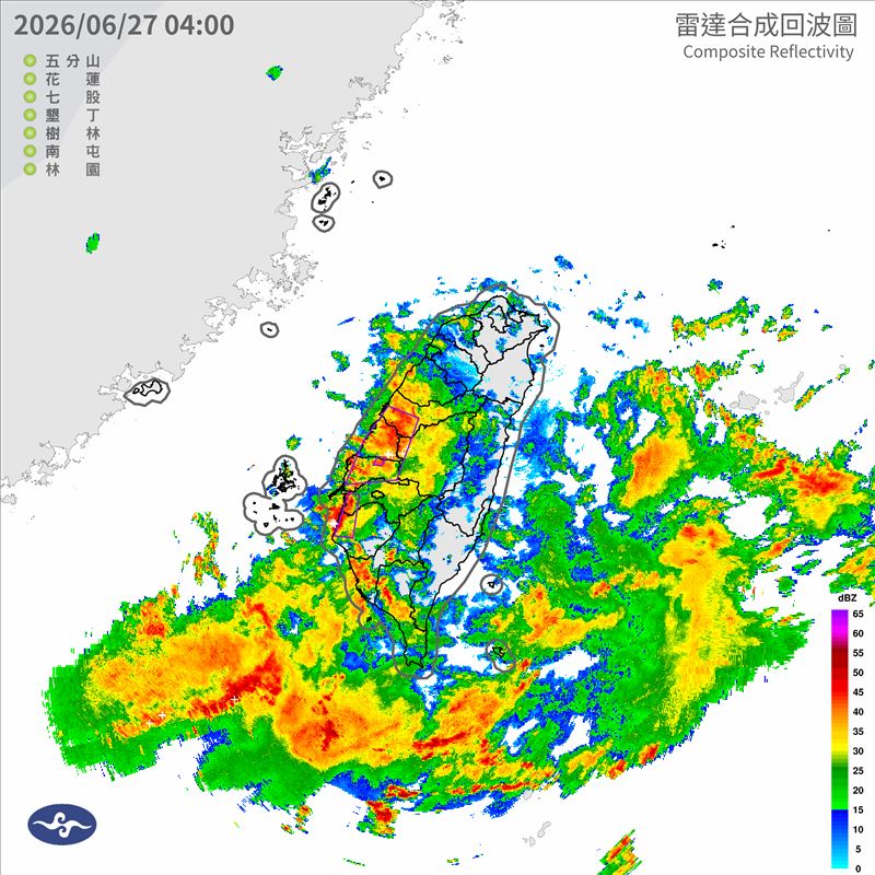 全台各地仍有大雨。（圖／中央氣象署）