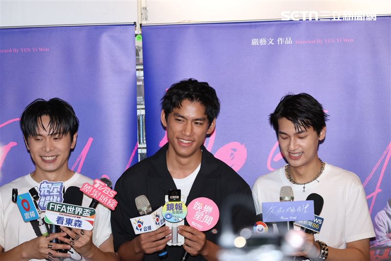 《欠妳的那場婚禮》主演姚淳耀（左起）、朱軒洋、裴子齊。（圖／記者鄭孟晃攝影）