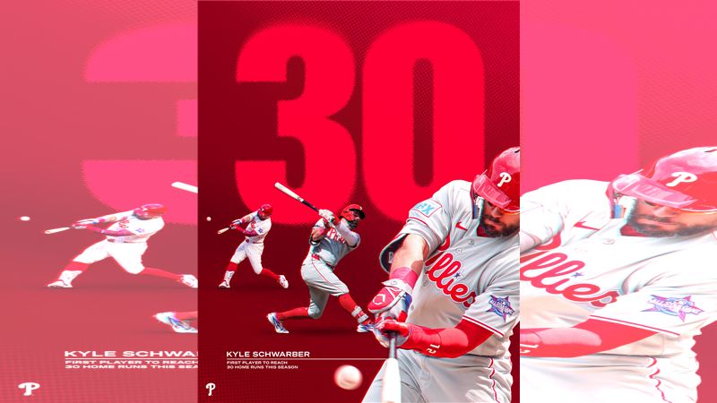 舒瓦伯（Kyle Schwarber）敲出本季第30轟。（圖／翻攝自費城人推特）