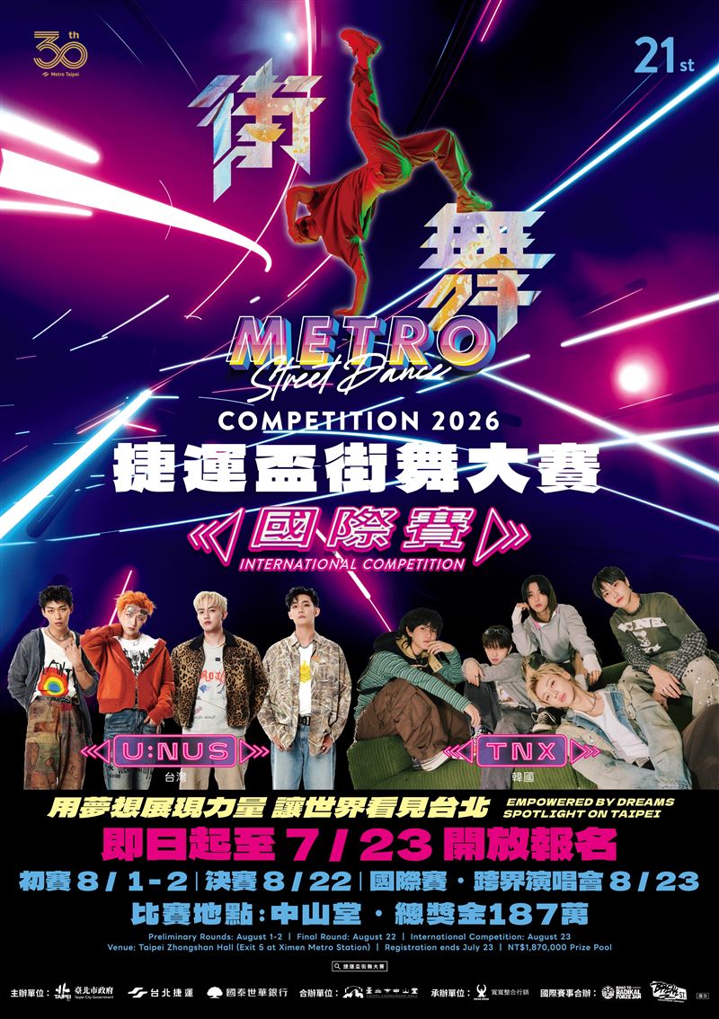 韓國男團TNX擔任《捷運盃街舞大賽國際賽》宣傳大使。（圖／寬寬整合提供）