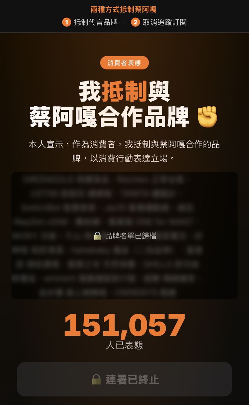 連署網站宣布「終止連署」。（圖／翻攝自連署網站）