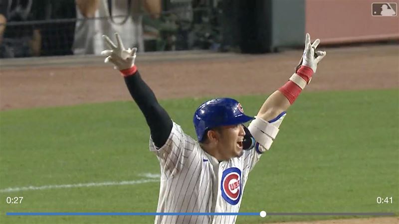 鈴木誠也敲出再見安打。（圖／翻攝自MLB官網）