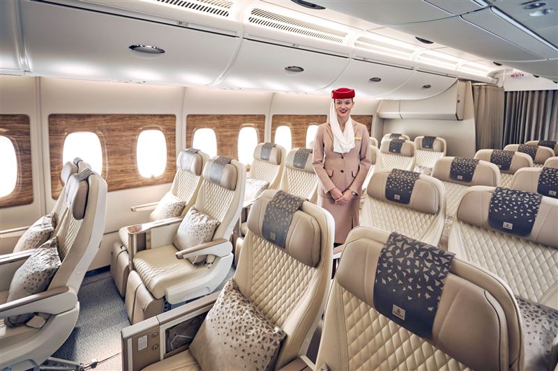 阿聯酋航空新一代A350豪華經濟艙首度登台，帶來嶄新的長程飛行體驗。（圖／阿聯酋航空提供）